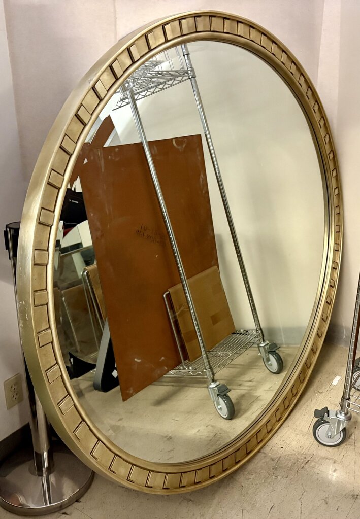 Over Sized Oval Giltwood Frame Beveled Glass Wall Mirror 70"