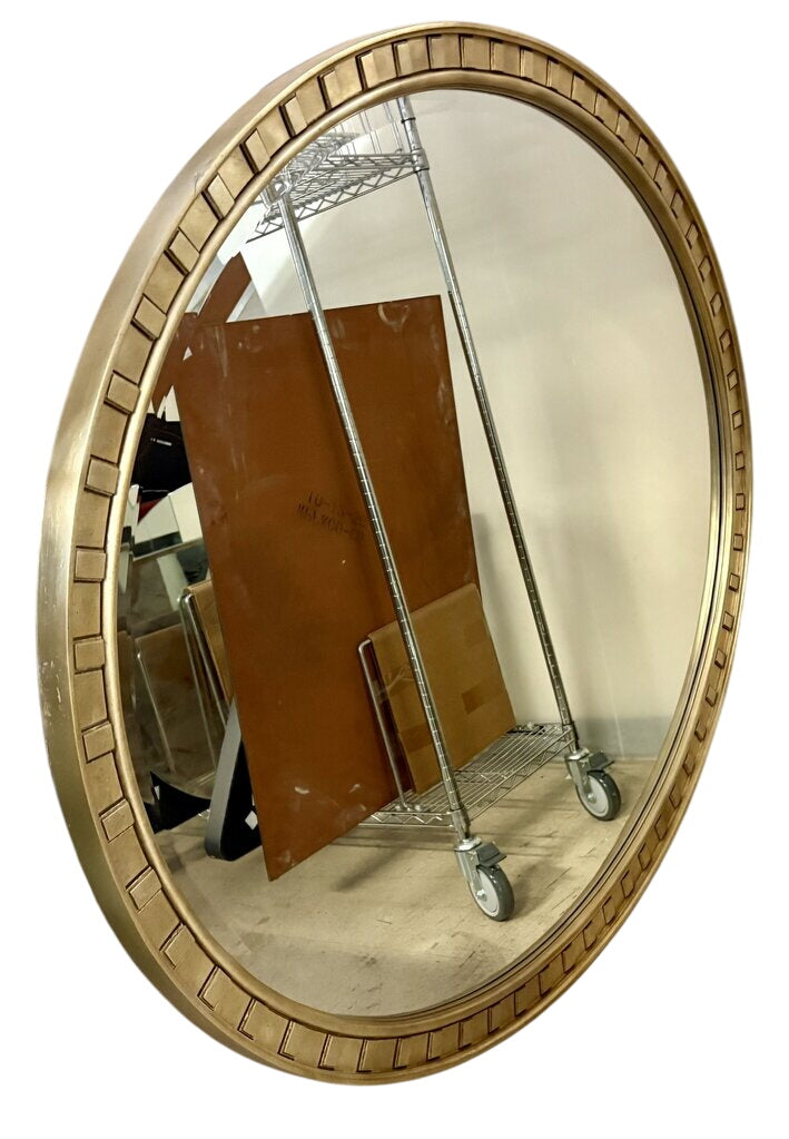 Over Sized Oval Giltwood Frame Beveled Glass Wall Mirror 70" by Miss Daisy's Consignment & Auction House