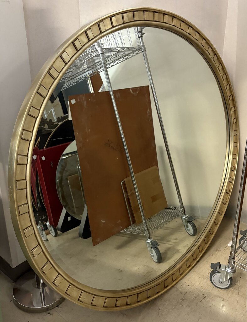 Over Sized Oval Giltwood Frame Beveled Glass Wall Mirror 70"