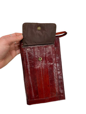 Vintage Maroon Eel Skin Wallet Clutch