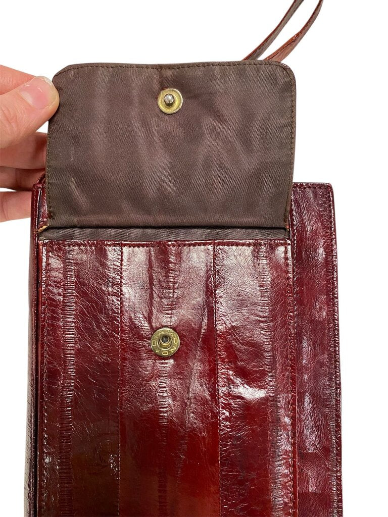 Vintage Maroon Eel Skin Wallet Clutch