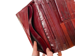 Vintage Maroon Eel Skin Wallet Clutch