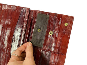 Vintage Maroon Eel Skin Wallet Clutch