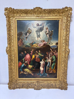 Raphael "The Transfiguration" 1910 Oil Reproduction Giltwood Frame