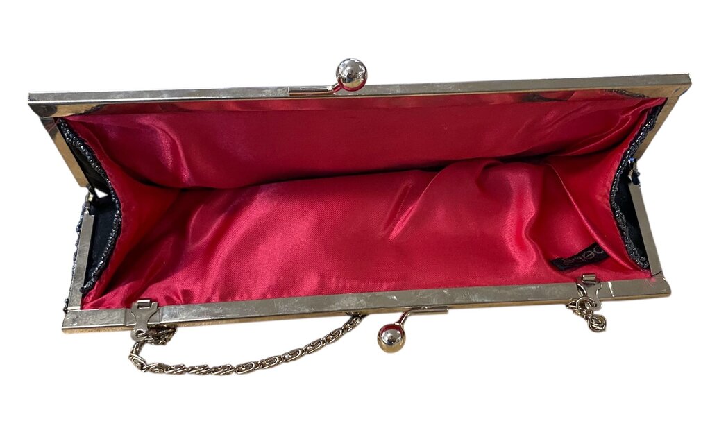 bebe Sequin Beaded Navy Floral Convertible Clutch