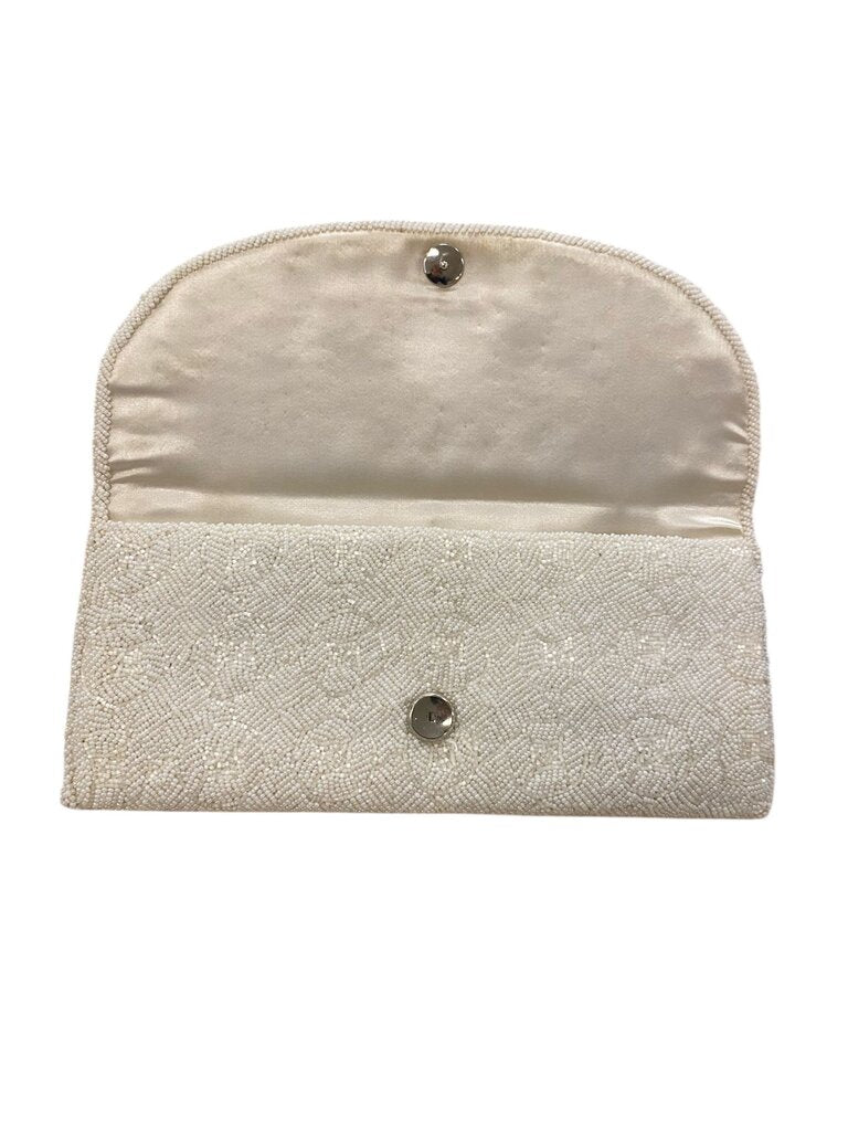 Vintage White Beaded Envelope Clutch