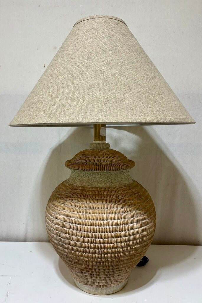 Casual Lamps of California 1986 Basket Plaster Table Lamp