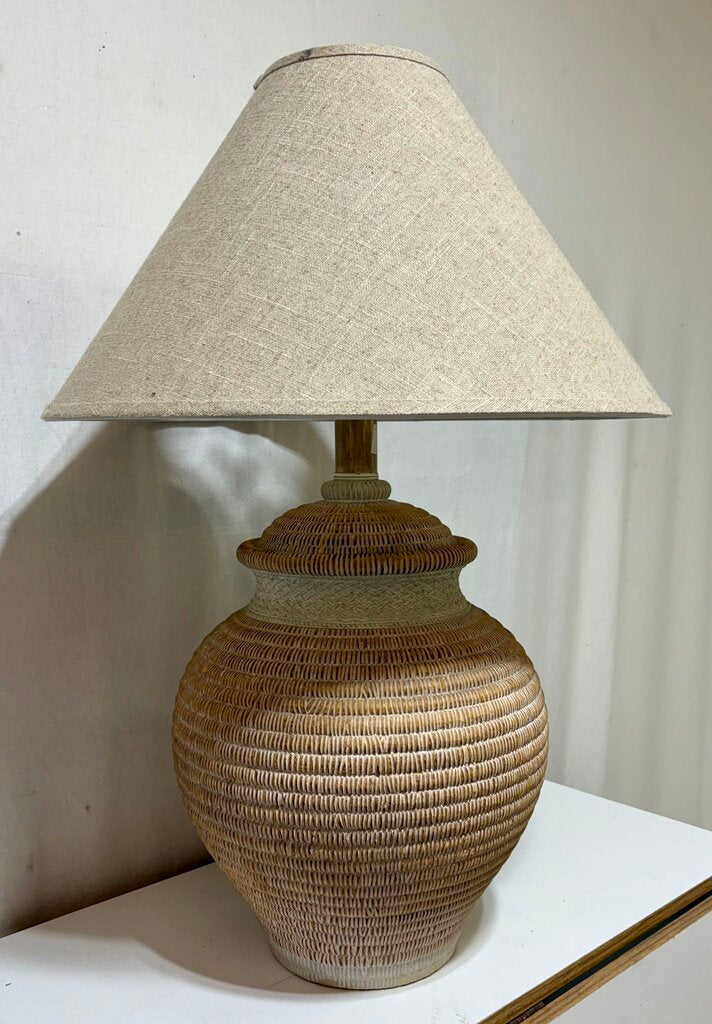 Casual Lamps of California 1986 Basket Plaster Table Lamp