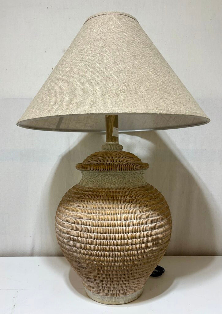 Casual Lamps of California 1986 Basket Plaster Table Lamp