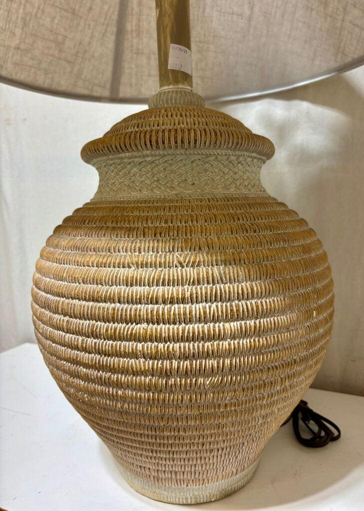 Casual Lamps of California 1986 Basket Plaster Table Lamp