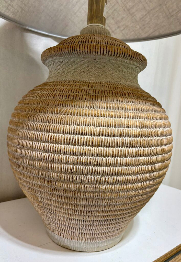 Casual Lamps of California 1986 Basket Plaster Table Lamp