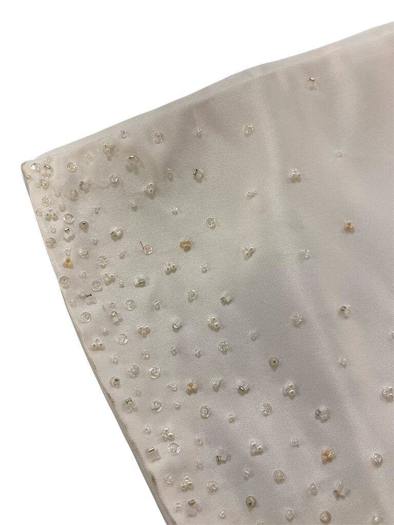 White Silk Satin Beaded Shawl/ Wrap 12"x82"