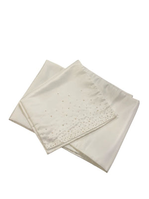 White Silk Satin Beaded Shawl/ Wrap 12"x82"