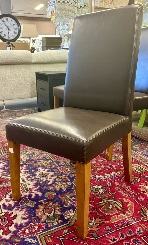 Pottery Barn Parsons Style Brown Leather Dining Chair Set (4 PCS)