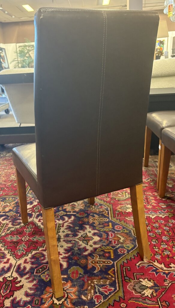 Pottery Barn Parsons Style Brown Leather Dining Chair Set (4 PCS)