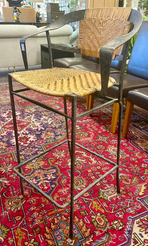 Wrought Iron & Rawhide Counter Chairs Set (4PCS)