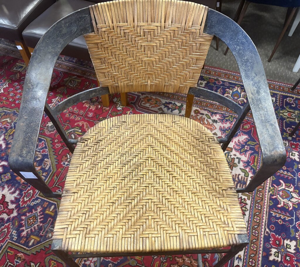 Wrought Iron & Rawhide Counter Chairs Set (4PCS)