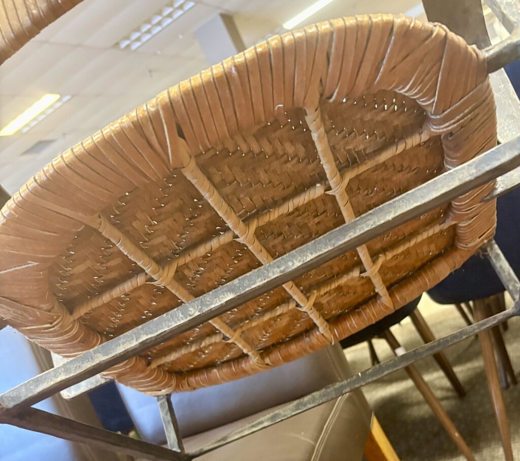 Wrought Iron & Rawhide Counter Chairs Set (4PCS)