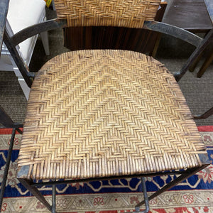 Wrought Iron & Rawhide Barstools (Pair)