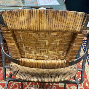 Wrought Iron & Rawhide Barstools (Pair)