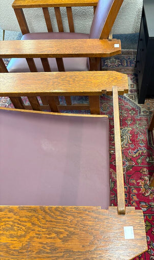 Arts & Crafts Tiger Oak Wine Leather Morris Chair