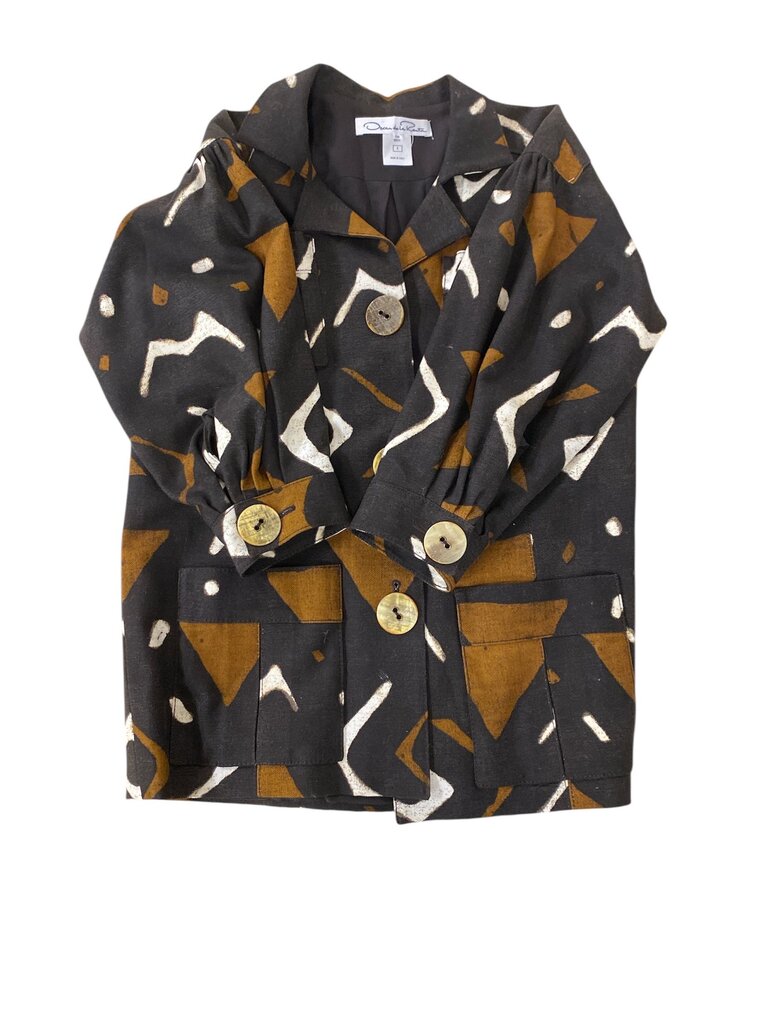 Oscar de la Renta Abstract Blazer w/ Bone Buttons RARE