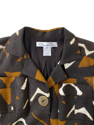 Oscar de la Renta Abstract Blazer w/ Bone Buttons RARE