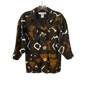 Oscar de la Renta Abstract Blazer w/ Bone Buttons RARE