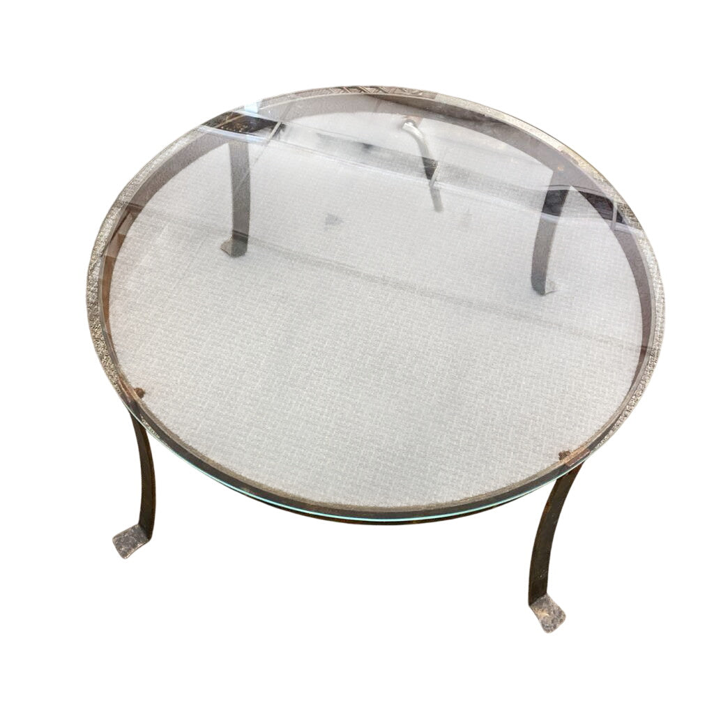 Iron Coffee Table w/ Glass Top 32x15.5"