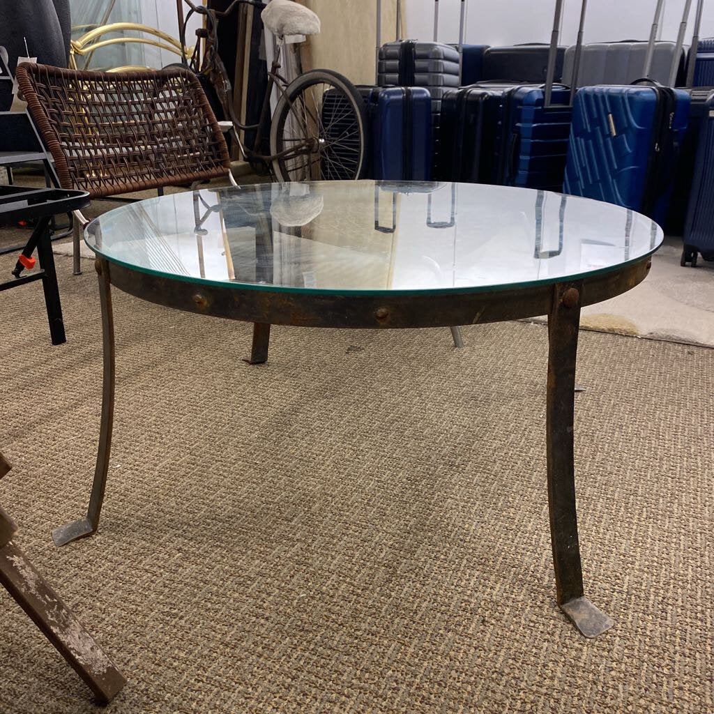 Iron Coffee Table w/ Glass Top 32x15.5"