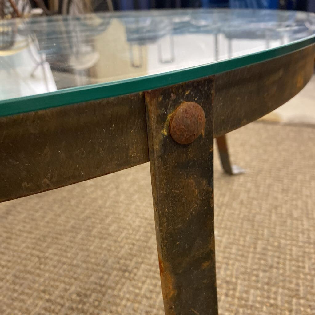 Iron Coffee Table w/ Glass Top 32x15.5"