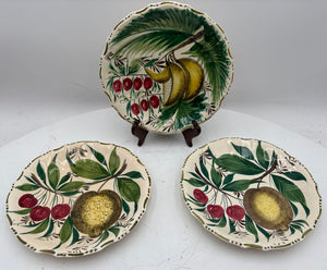 A. Borsato Nove Majolica Style Fruit Motif Plates 8" (3Pcs)