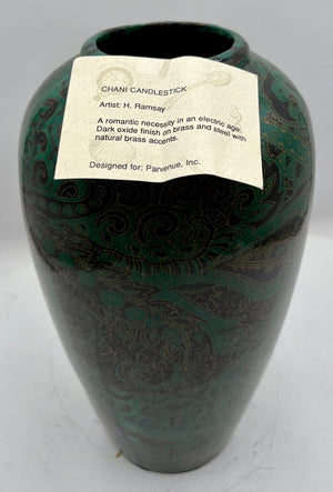 Heather Ramsay Dark Oxide Finish on Brass & Steel w/ Natural Brass Accents Vase