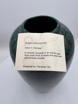 Heather Ramsay Dark Oxide Finish on Brass & Steel w/ Natural Brass Accents Vase