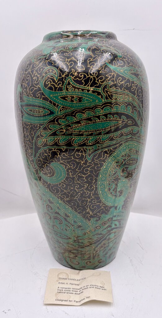 Heather Ramsay Dark Oxide Finish on Brass & Steel w/ Natural Brass Accents Vase