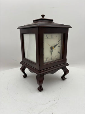 Bombay Co. Wooden Dual Sided Mantel Clock w/ Dual Picture Frames (Batt Op Movement)
