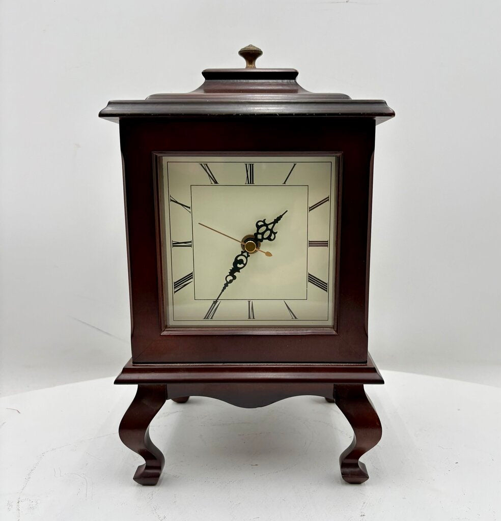 Bombay Co. Wooden Dual Sided Mantel Clock w/ Dual Picture Frames (Batt Op Movement)