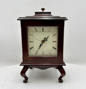 Bombay Co. Wooden Dual Sided Mantel Clock w/ Dual Picture Frames (Batt Op Movement)