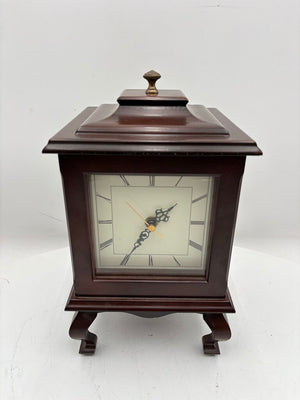 Bombay Co. Wooden Dual Sided Mantel Clock w/ Dual Picture Frames (Batt Op Movement)