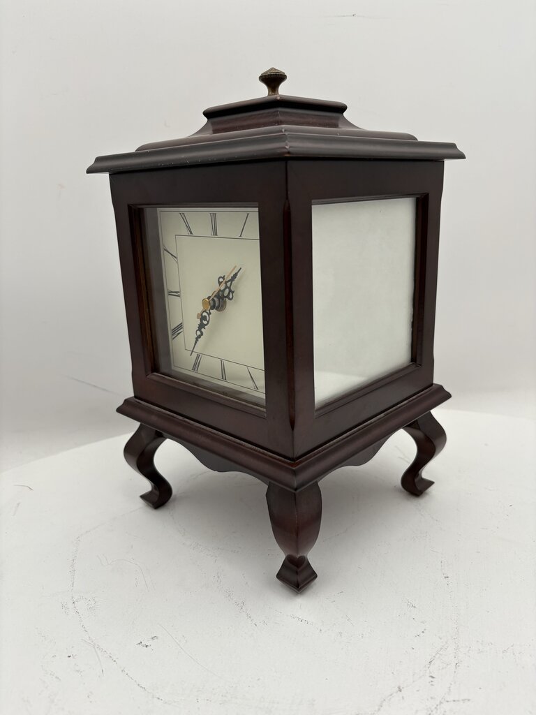Bombay Co. Wooden Dual Sided Mantel Clock w/ Dual Picture Frames (Batt Op Movement)