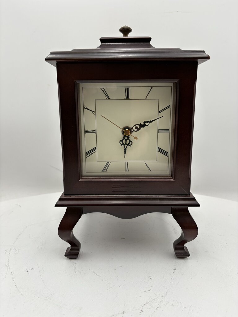 Bombay Co. Wooden Dual Sided Mantel Clock w/ Dual Picture Frames (Batt Op Movement)