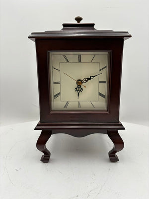 Bombay Co. Wooden Dual Sided Mantel Clock w/ Dual Picture Frames (Batt Op Movement)