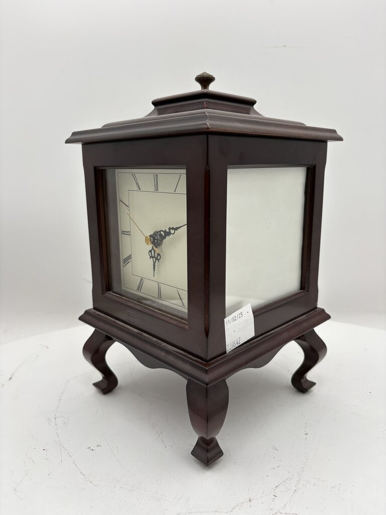 Bombay Co. Wooden Dual Sided Mantel Clock w/ Dual Picture Frames (Batt Op Movement)