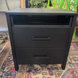 Black 2 Drawer Night Stand