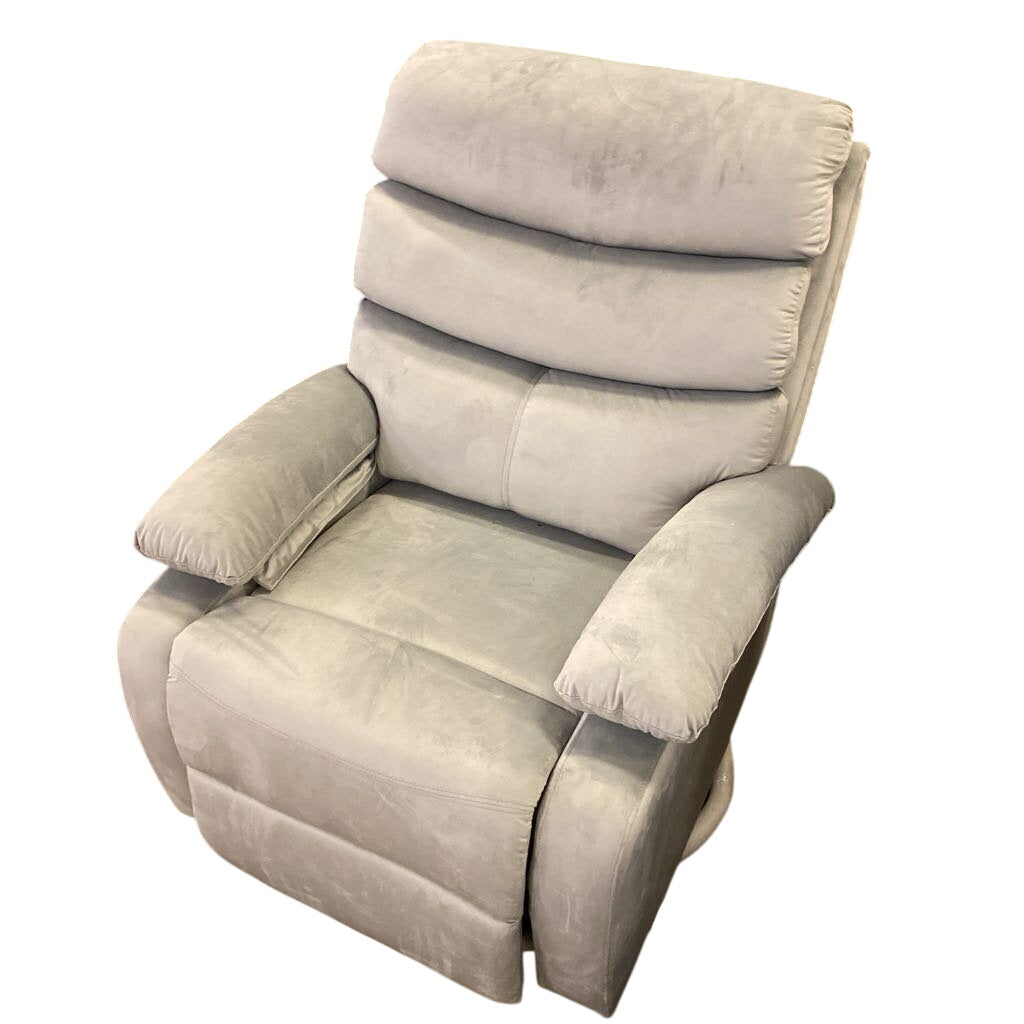 Light Blue Velvet Manual Swivel Recliner