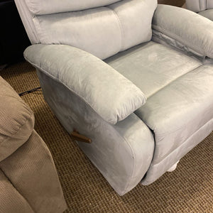 Light Blue Velvet Manual Swivel Recliner