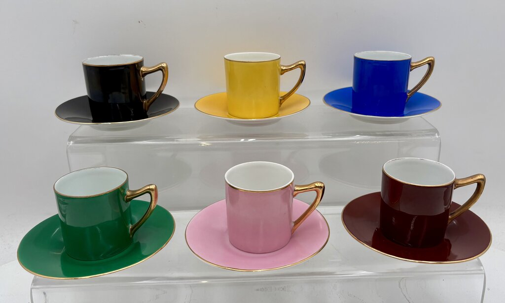 Czechoslovakia Multicolor Demitasse Cup & Saucer Set (12Pcs)