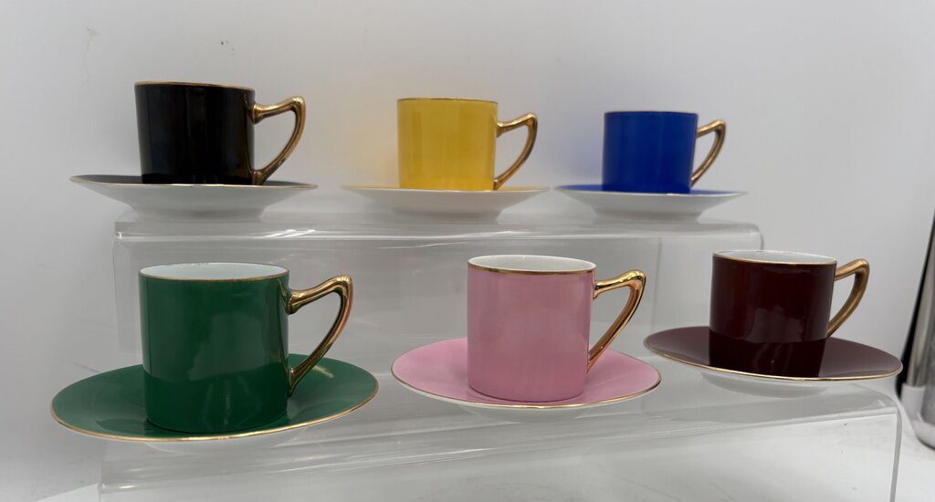 Czechoslovakia Multicolor Demitasse Cup & Saucer Set (12Pcs)