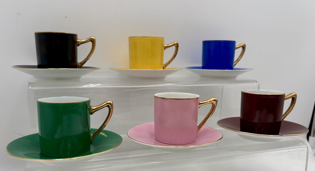 Czechoslovakia Multicolor Demitasse Cup & Saucer Set (12Pcs)