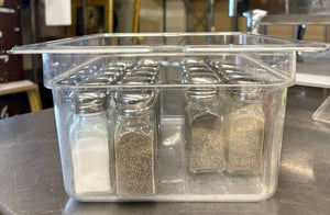 Stainless Lidded Salt And Pepper Glass Shaker Set Pair